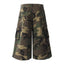Loose Wide-Leg Camouflage Three-Quarter Pants Men's Summer Work Shorts Pleated Design with Large Pockets - Korvel