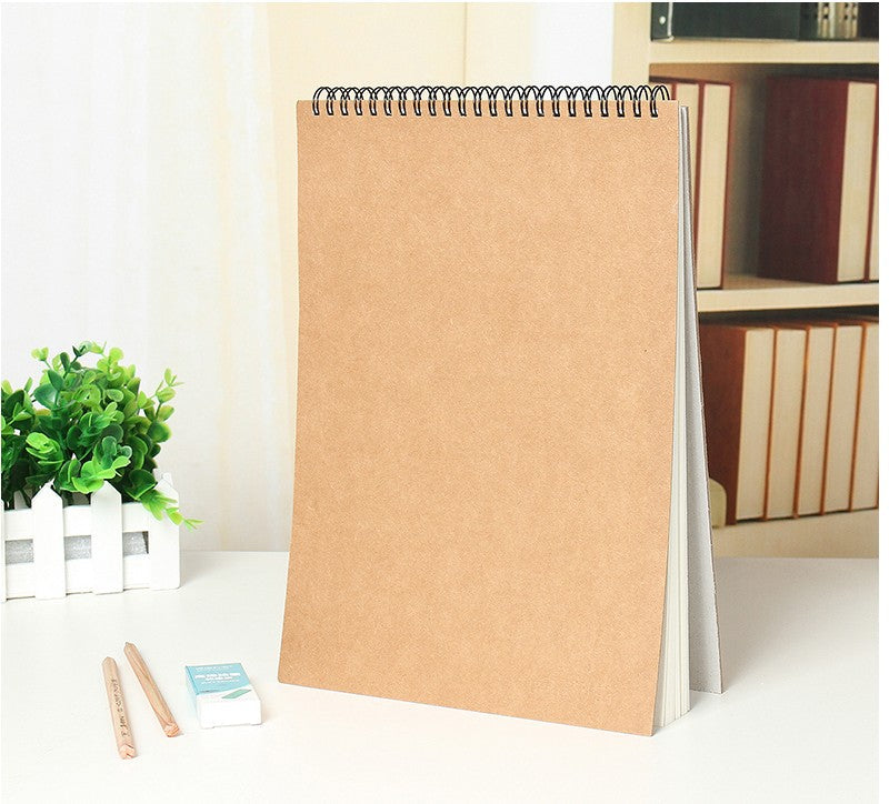 Brief kraft paper sketch book  A4  professional art coil sketch book - Korvel