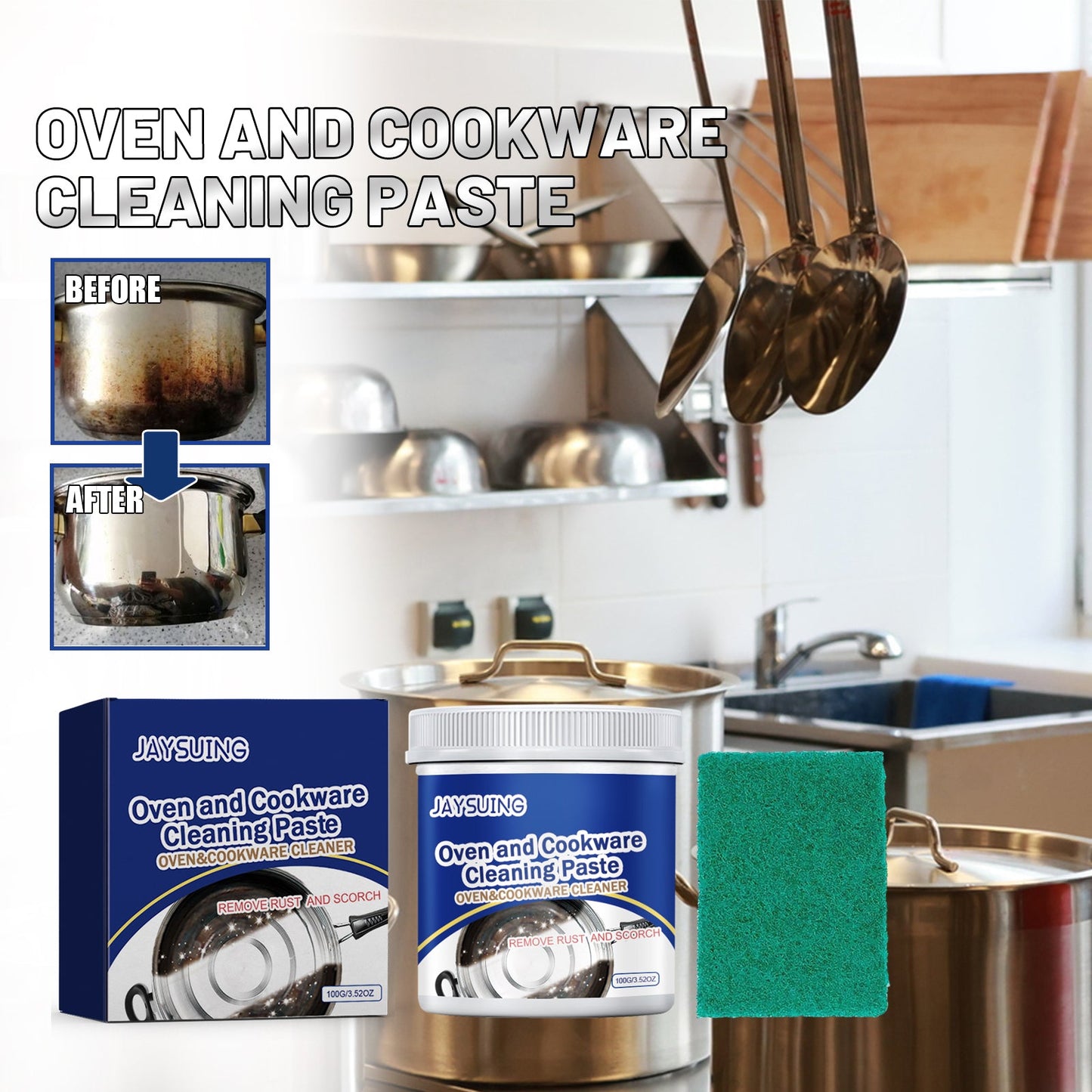 Stainless Steel Cleaning Paste Kitchen Utensils Multi-Purpose Decontaminating Refurbished Polished Rust Removal Household Cleaning Tool - Korvel