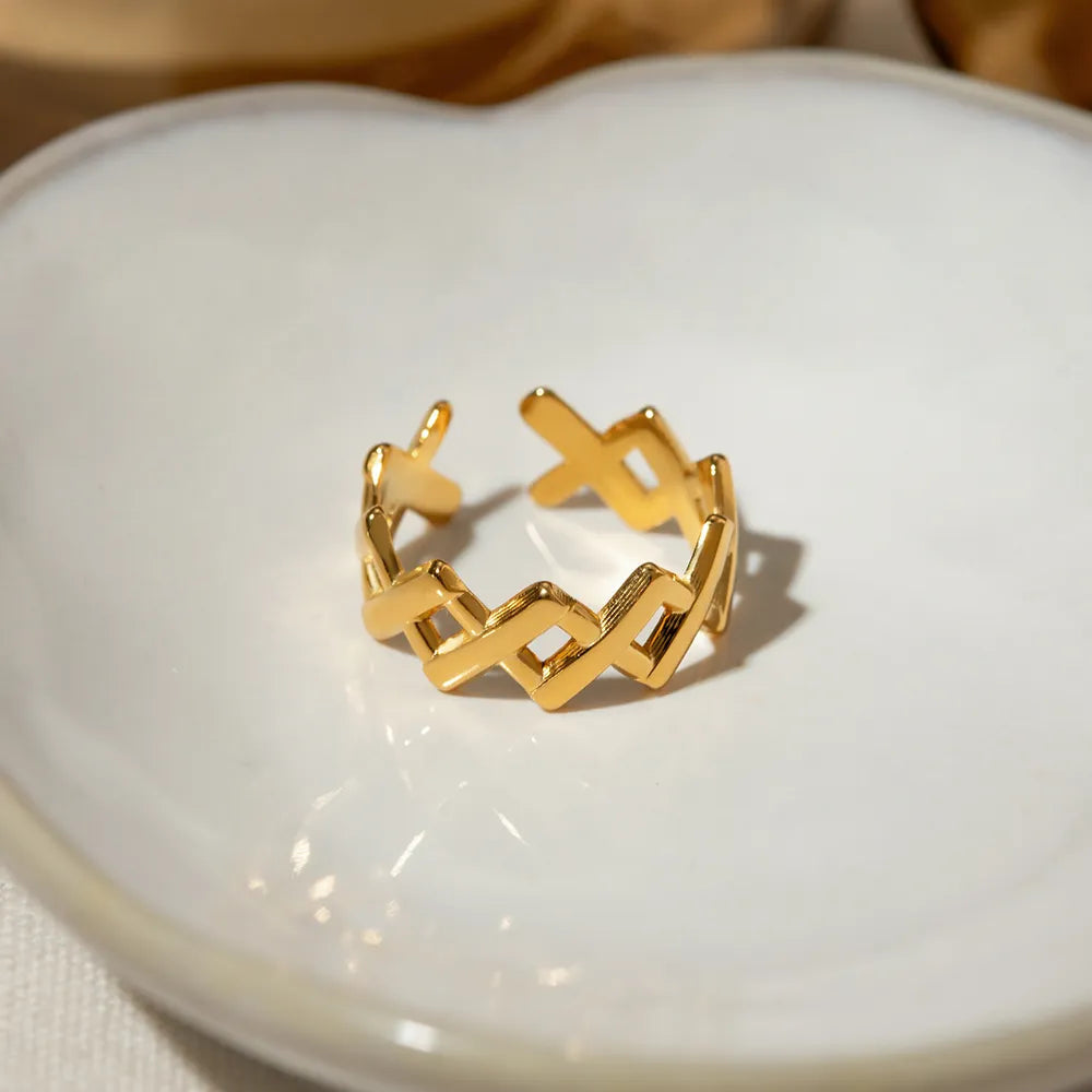 Elegant Stainless Steel Cutout Open Ring