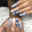 Ins Net Red With The Same Blue Butterfly Point Drill V-Shaped French Style Personality Trend Wearing Manicure Nail Patch - Korvel
