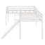 Lit mezzanine en forme de L pour enfant avec échelle et toboggan - Blanc