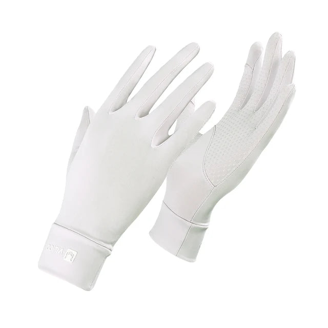 Cycling UV resistant thin breathable silicone anti slip touch screen sunscreen ice silk gloves - Korvel