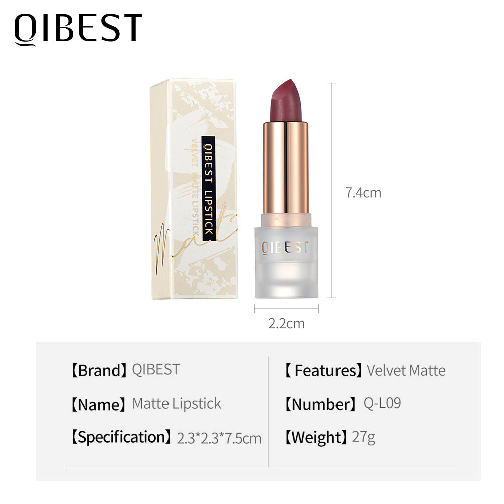 QIBEST Labial Mate de Terciopelo - Color de Larga Duración