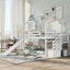 Twin over Twin House Bunk Bed with Convertible Slide,Storage Staircase,White - Korvel