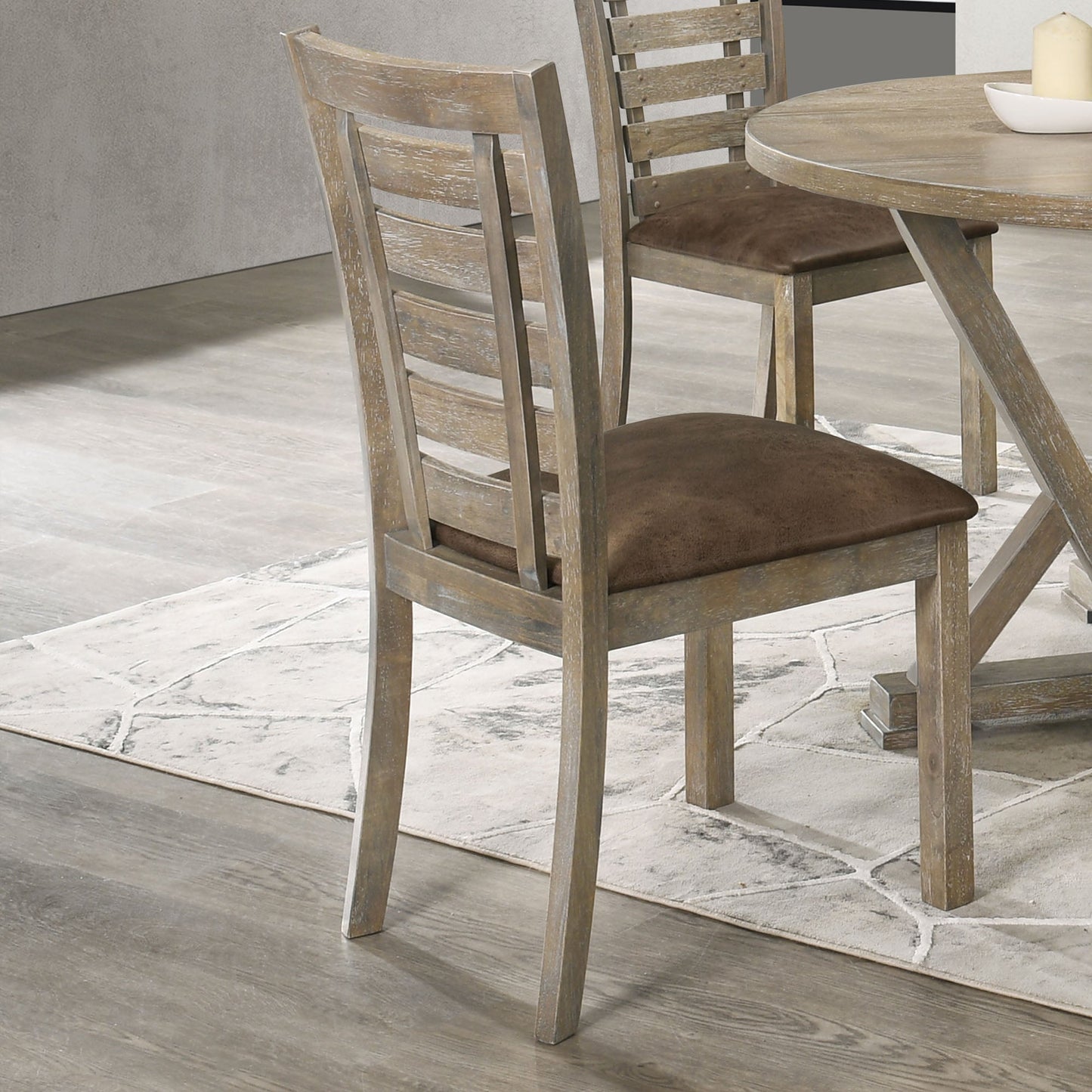 Set of 2 Modern Farmhouse Dining Chairs - Distressed Solid Wood