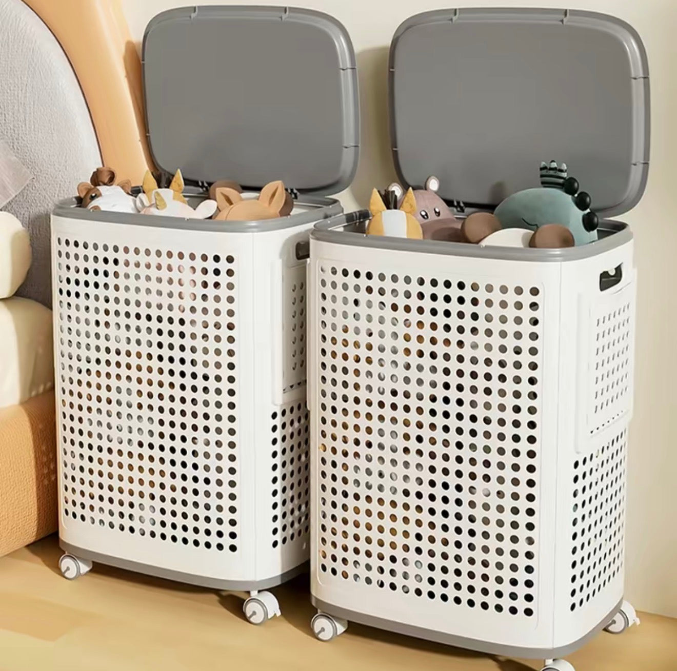 RollEase Modern Laundry Hamper with Wheels