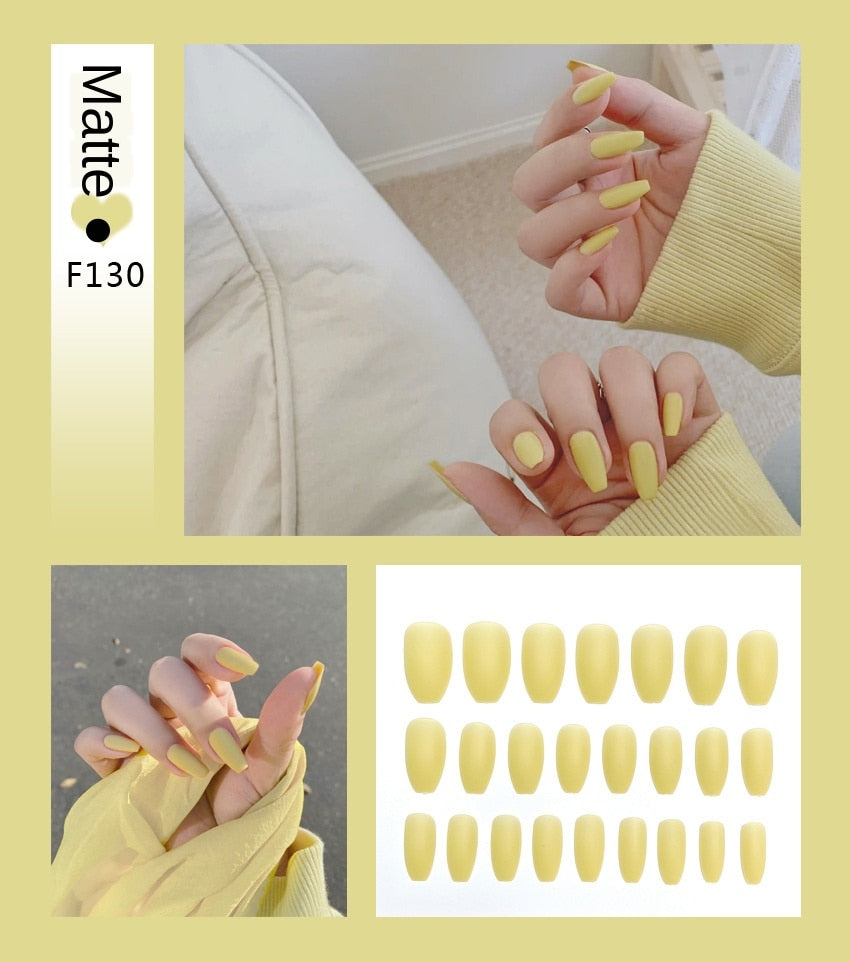 Premium Stiletto Press-On Nails with Glue - 24 Pieces