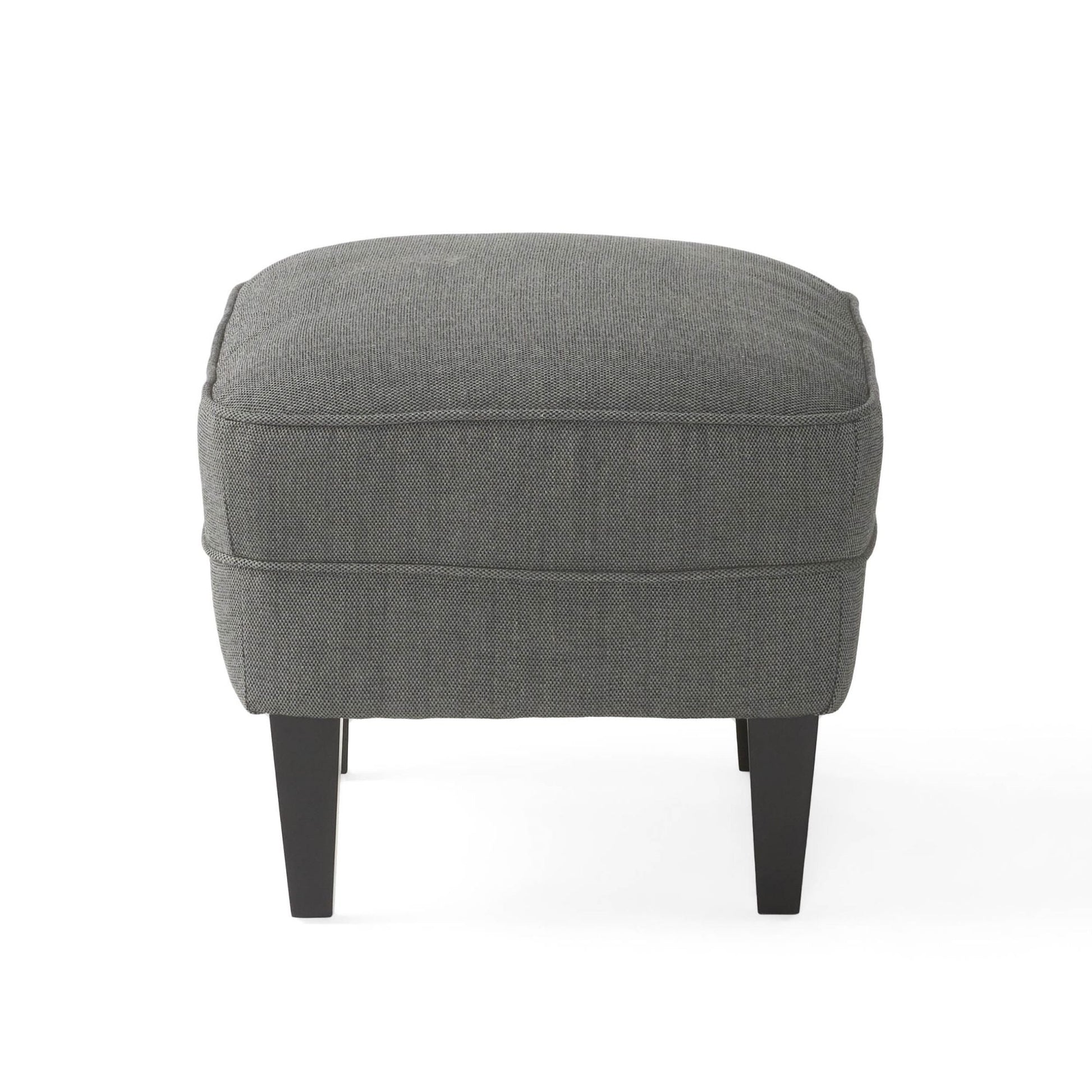 Modern grey fabric club chair and Ottoman set, stylish cushioned armchair, paired with Ottoman style - Korvel