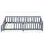 Twin Size Bed Floor Bed with Safety Guardrails and Door for Kids, Gray - Korvel