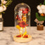 Ornement en verre avec roses en feuille d'or et lumière LED