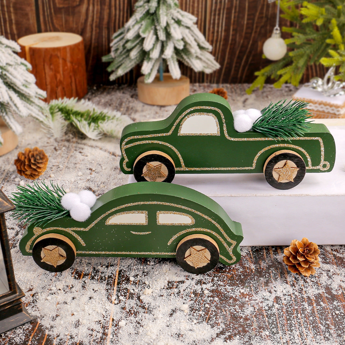 Fashionable Dark Green Car Ornament for Christmas