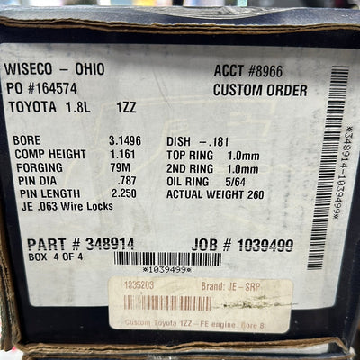 JE Pistons for Toyota 1.8L 1ZZFE - Premium Engine Performance