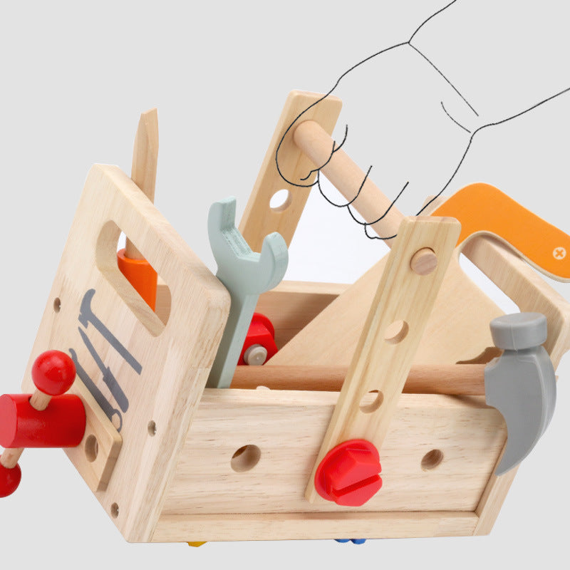 Children's Wooden Hand-Held Toolbox Puzzle Toy