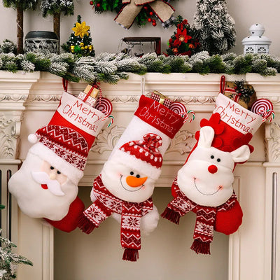 Chaussettes de Noël décoratives en tricot 3D avec élan