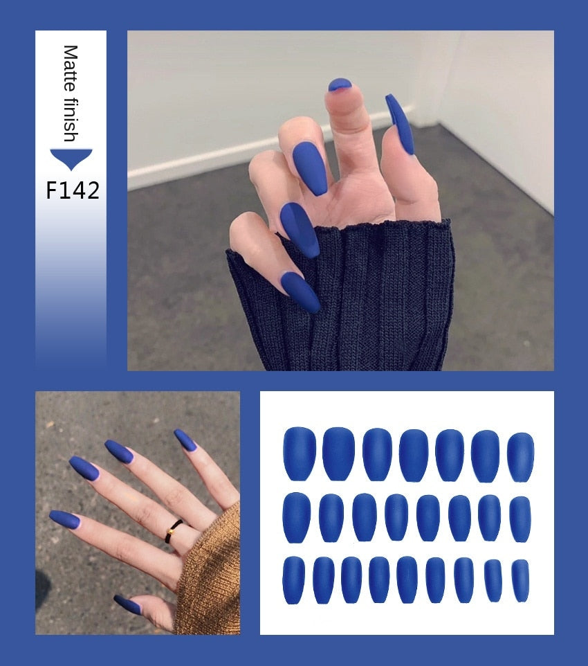 Premium Stiletto Press-On Nails with Glue - 24 Pieces