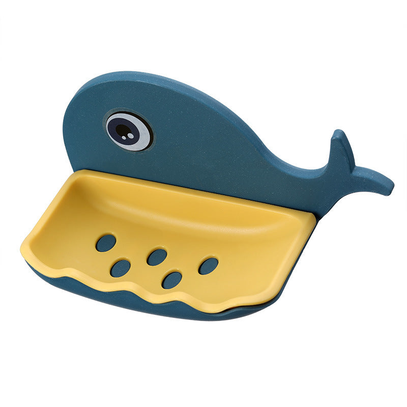 Whale Shape Free Punch Soap Rack Bathroom Drain Soap Box Toilet Soap Rack Wall-Mounted Rack - Korvel