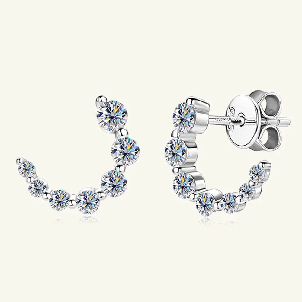 925 Sterling Silver Inlaid Moissanite Stud Earrings - Korvel
