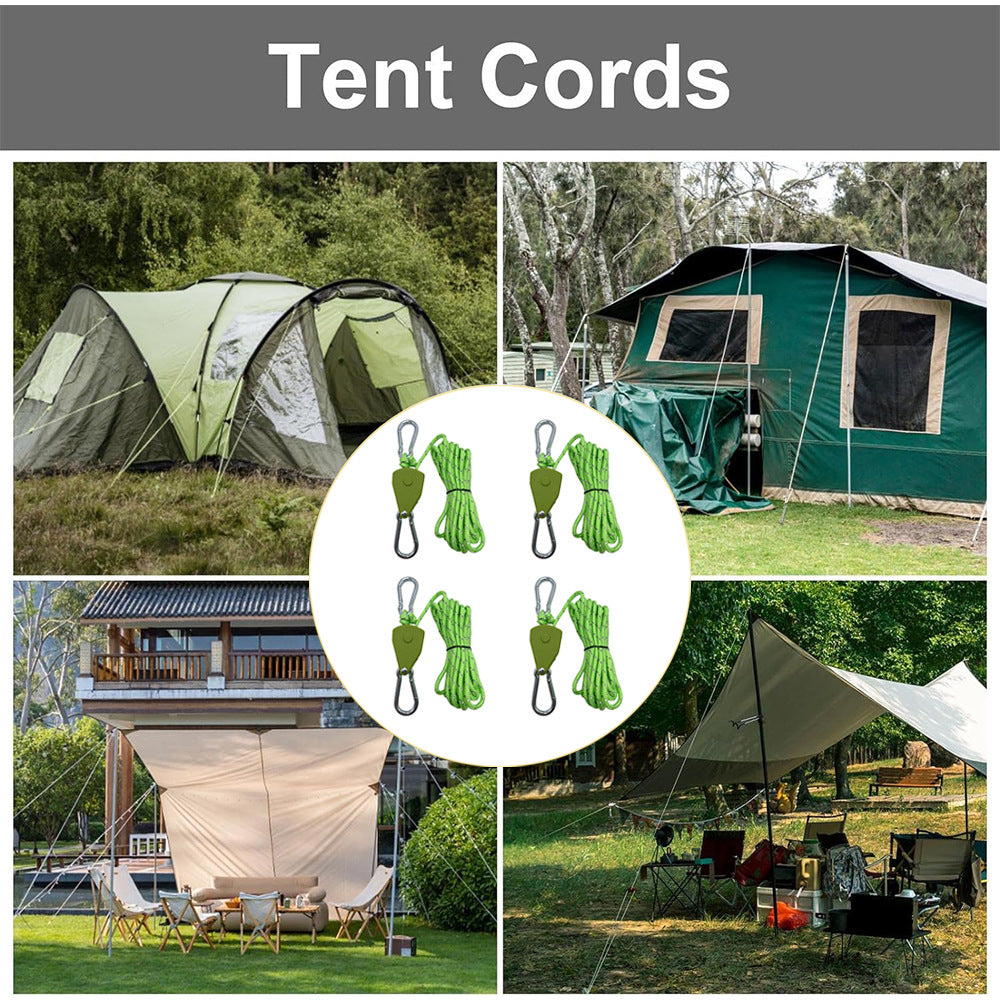 Outdoor camping canopy wind rope tent rope pulley adjuster windproof rope light fixture buckle hanging rope adjustable lifting - Korvel