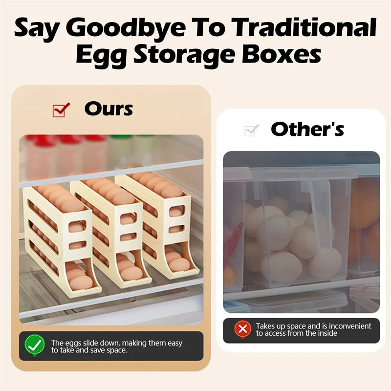 Refrigerator Egg Storage Box Automatic Scrolling Egg Holder Kitchen Large Capacity Dedicated Rolling Egg Storage Box for Kitchen - Korvel