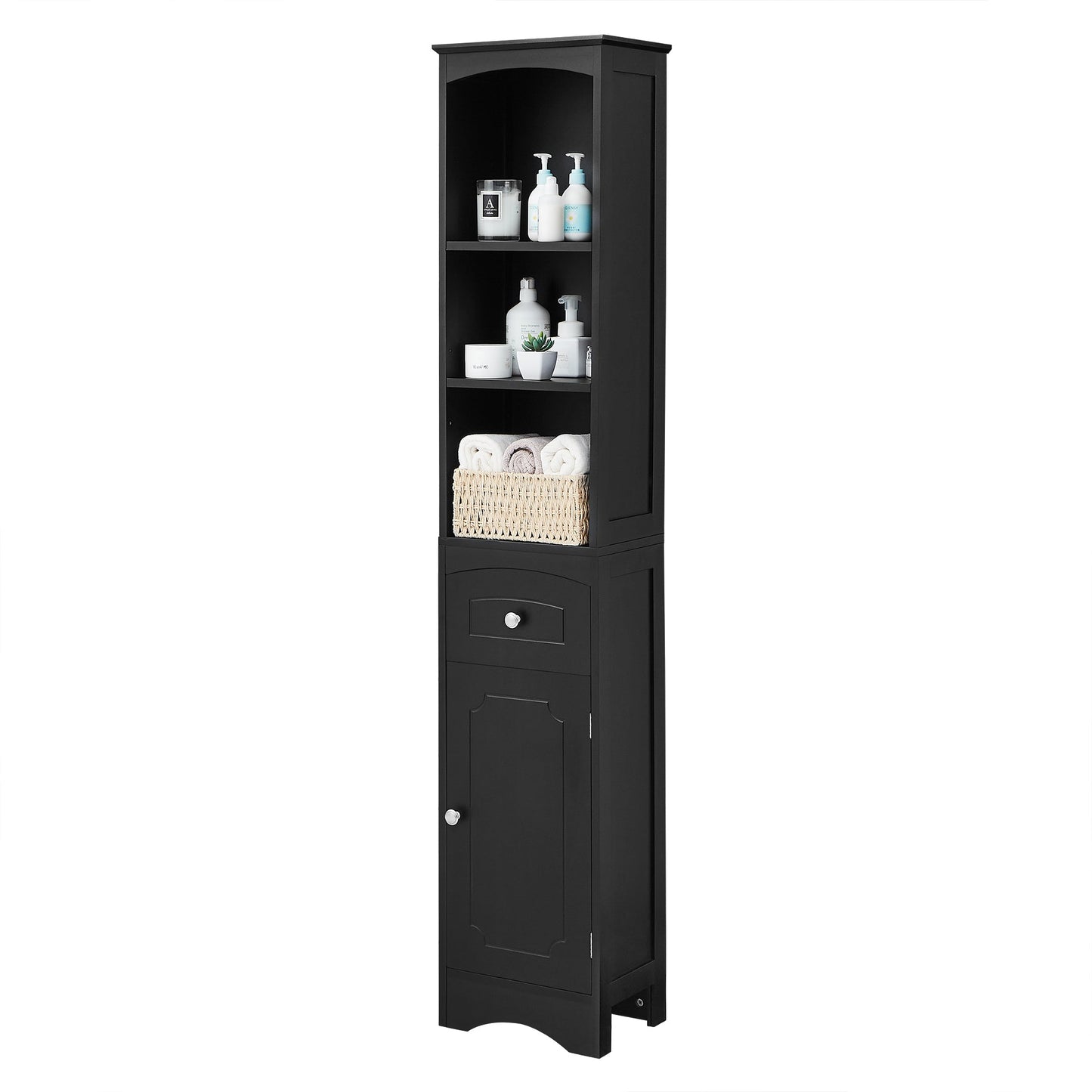 Armoire de Salle de Bain Élégante et Haute avec Étagère Réglable - Noir