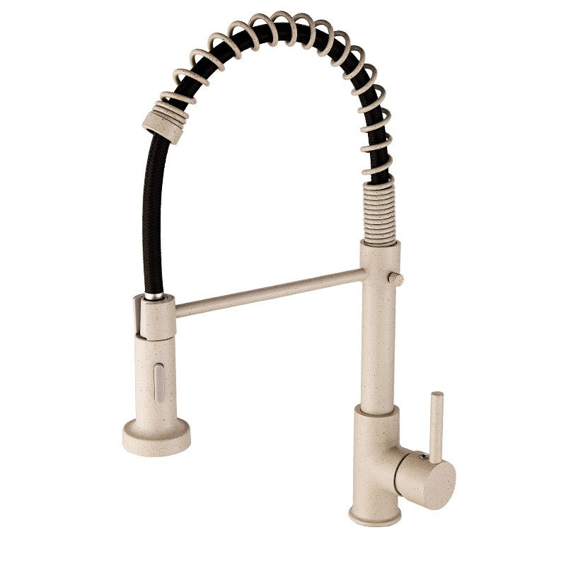 All copper spring faucet, kitchen sink with rotatable pull-out paint, black and gold dots - Korvel