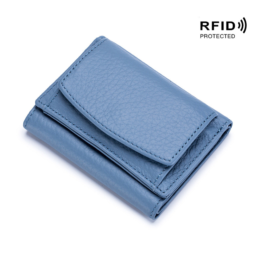 Cartera Mini de Cuero Genuino para Mujeres con Protección RFID