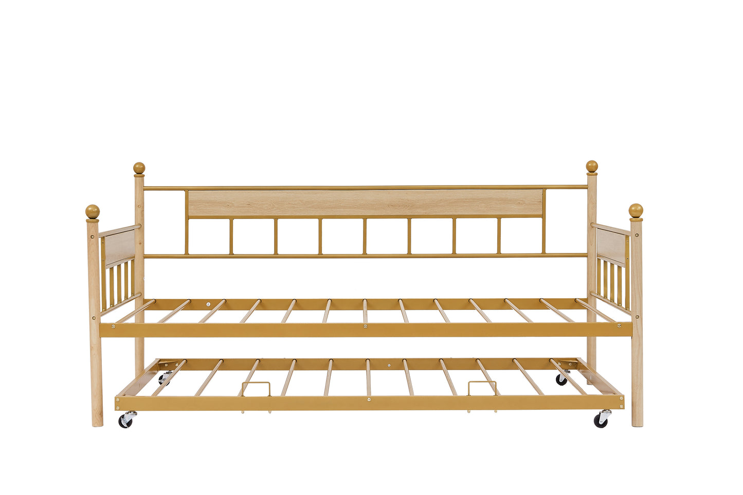 Elegant Golden Metal Daybed with Trundle - Twin Size