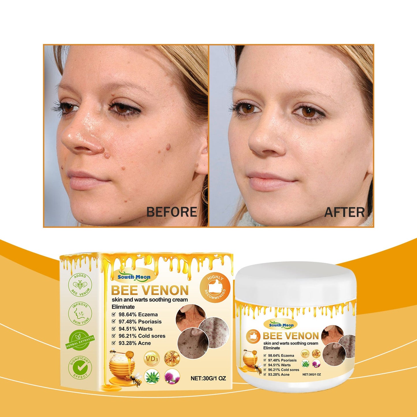 Bee Venom Keyo Cream, Gentle Clean Smooth Skin Moisturizing Moisturizing Daily Massage Keyo Cream - Korvel
