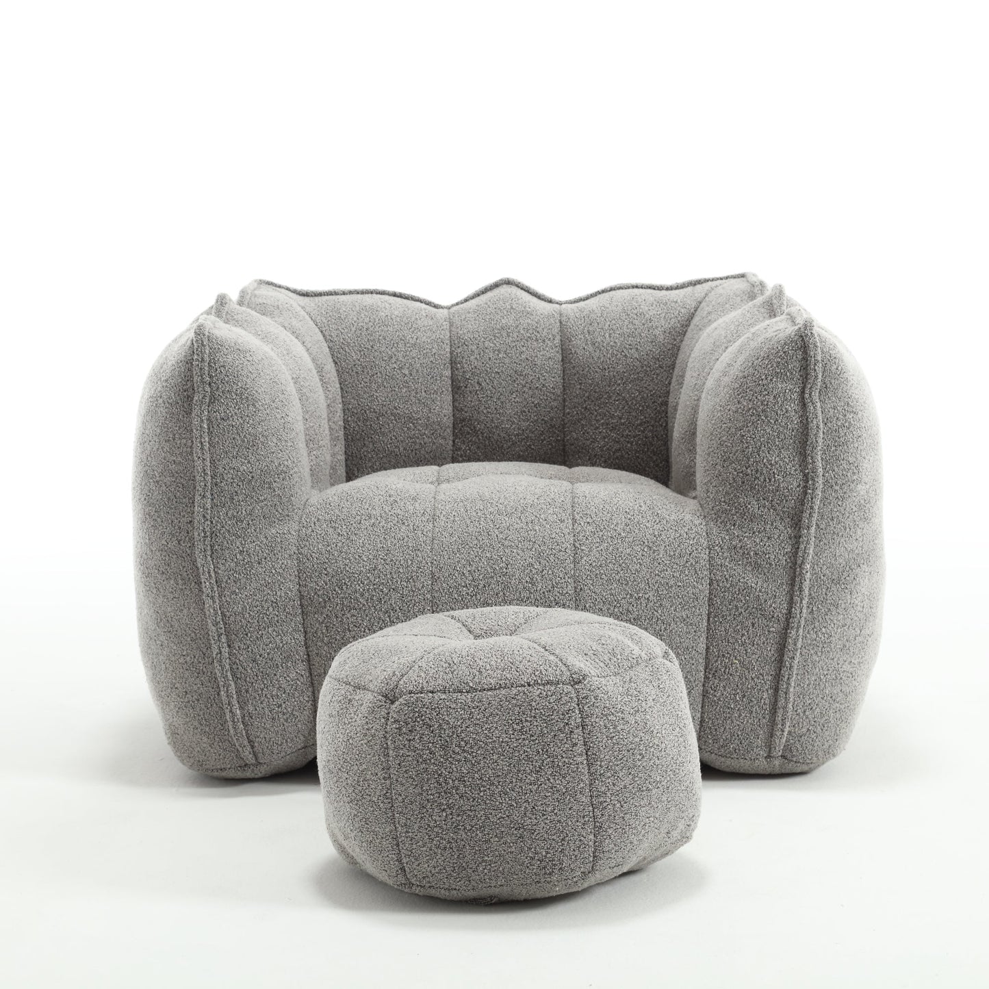 Soft Bean Bag Chair with High Resilient Foam(Chips)for living room and bedroom,Comfortable Square Lazy Sofa with Footstool - Korvel