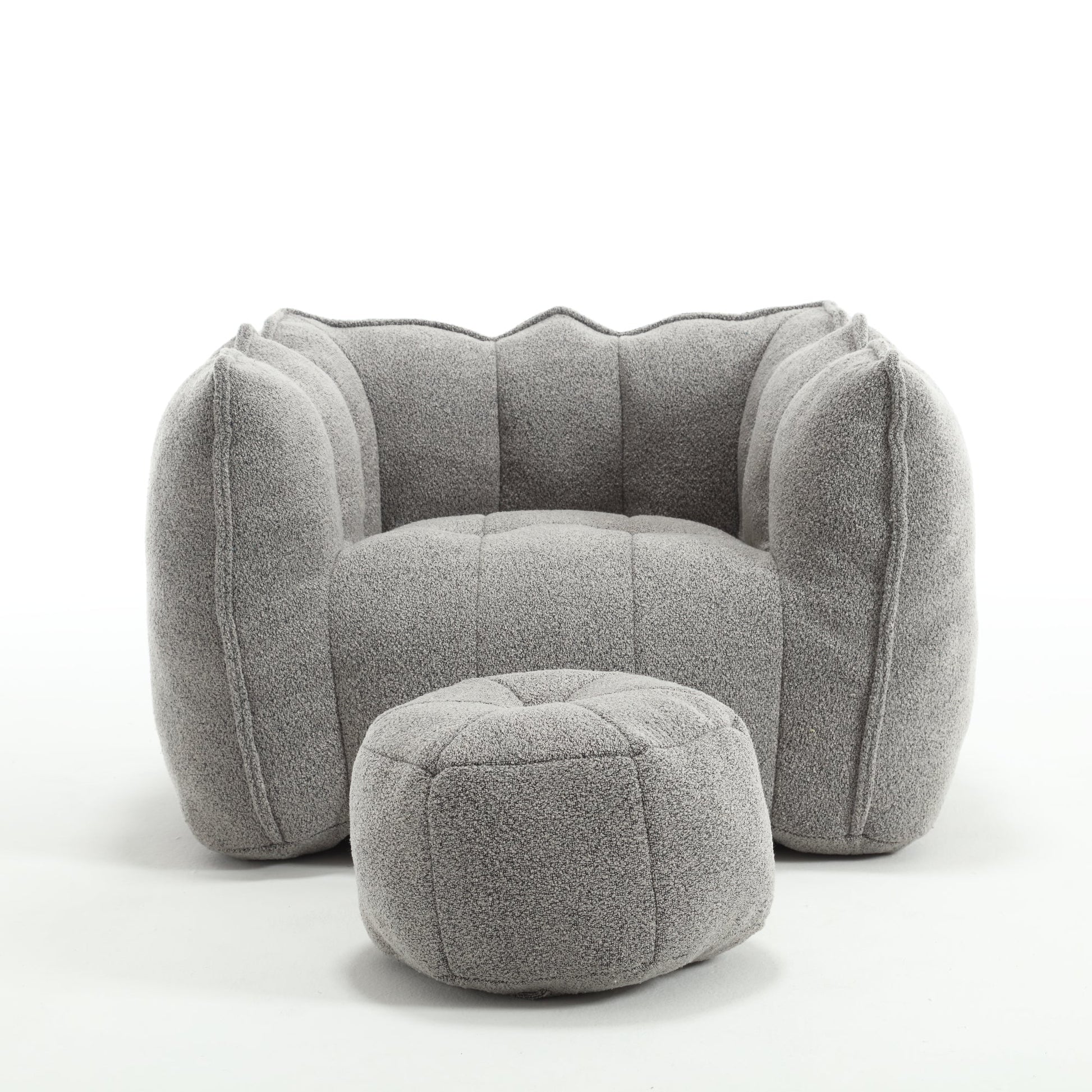 Soft Bean Bag Chair with High Resilient Foam(Chips)for living room and bedroom,Comfortable Square Lazy Sofa with Footstool - Korvel