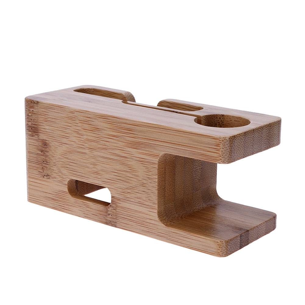 Alloet Wooden Charging Dock Station for Mobile Phone Holder Stand Bamboo Charger Stand Base For Apple Watch and For iphone - Korvel