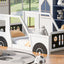 Twin Size Classic Car-Shaped Platform Bed with Wheels - White