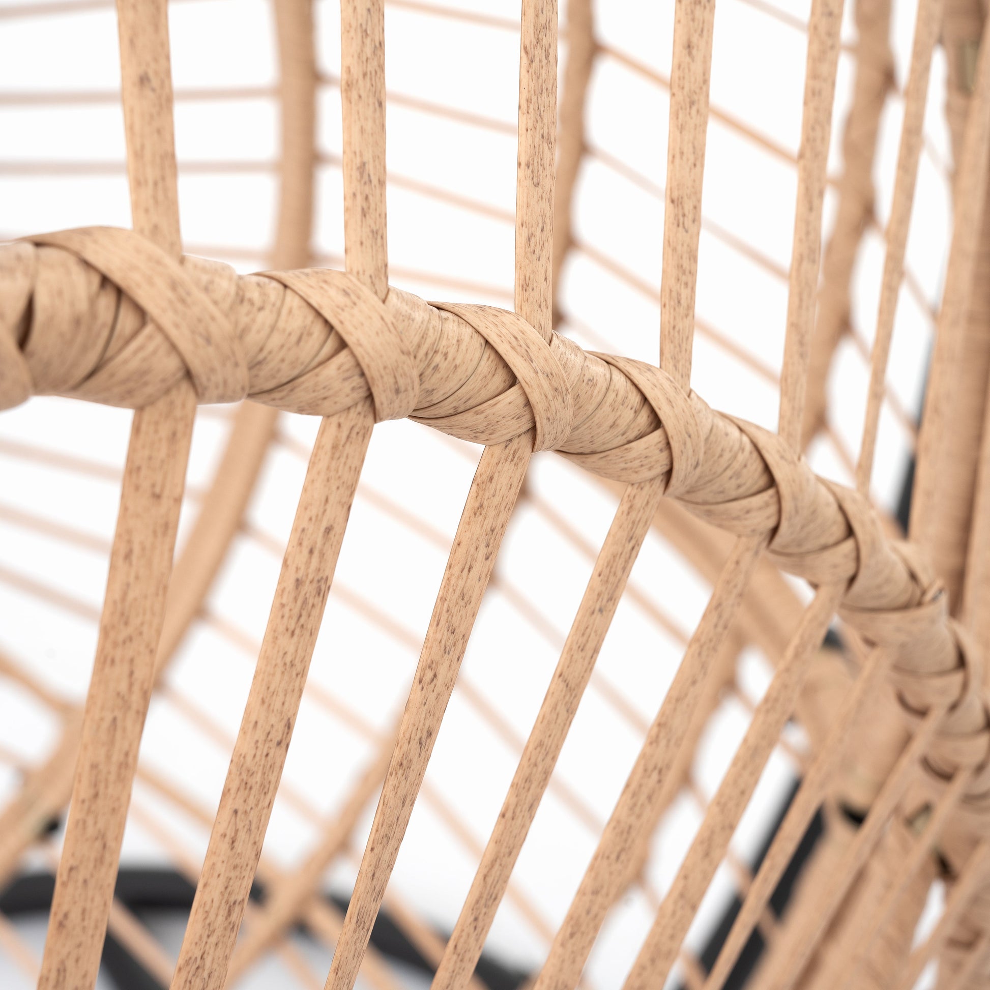 Outdoor Indoor Swing Egg Chair Natural color wicker with beige cushion - Korvel