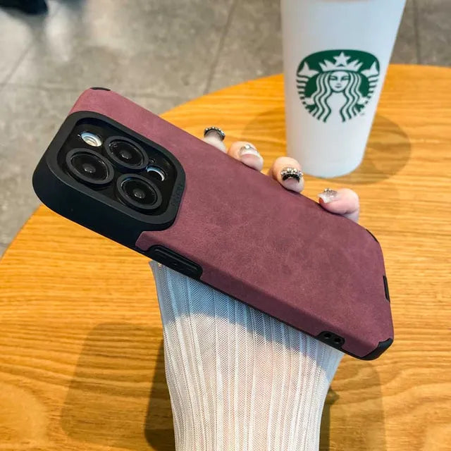 Luxury Matte Soft Leather Phone Case For iPhone 15 14 Plus 13 12 11 Pro Max 7 8Plus SE Lens Protection Shockproof Silicone Cover - Korvel