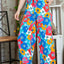 Personalized floral print high waisted straight leg pants for women - Korvel