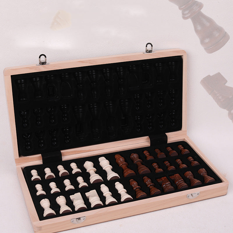 Magnetic Chess Folding Solid Wood Double Queen Set Chessboard Adult Board Game Children's Puzzle Toy - Korvel