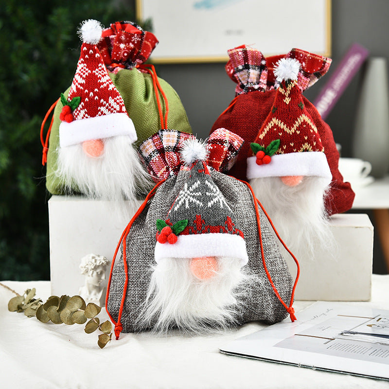 Christmas Faceless Doll Tote Bag Creative Christmas Apple Bag Candy Bag Christmas Gift Bundle Pocket - Korvel