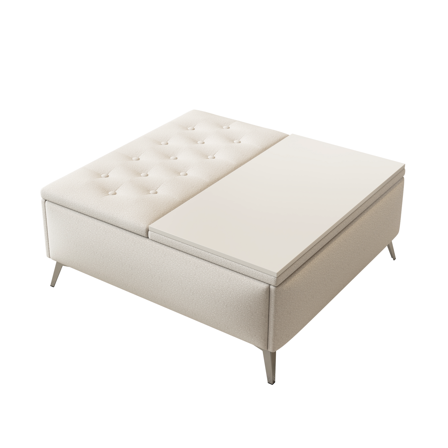 35 inch Wide Square storage benches Coffee Table with Lift Top Oversized Storage Ottoman in Upholstered for Living Room - Korvel