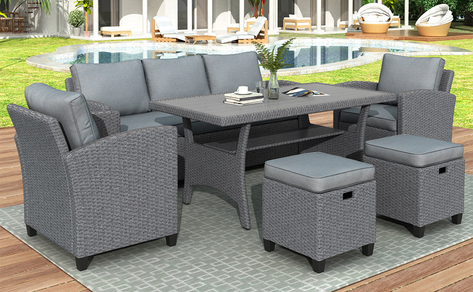 Ensemble de meubles d'extérieur en rotin tressé TOPMAX 6 pièces