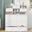 ueen Size Murphy Bed with Bookcase, Bedside Shelves and a Big Drawer, White - Korvel