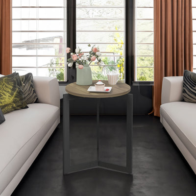 19.68''H Round Accent End Table with Sturdy Metal Frame