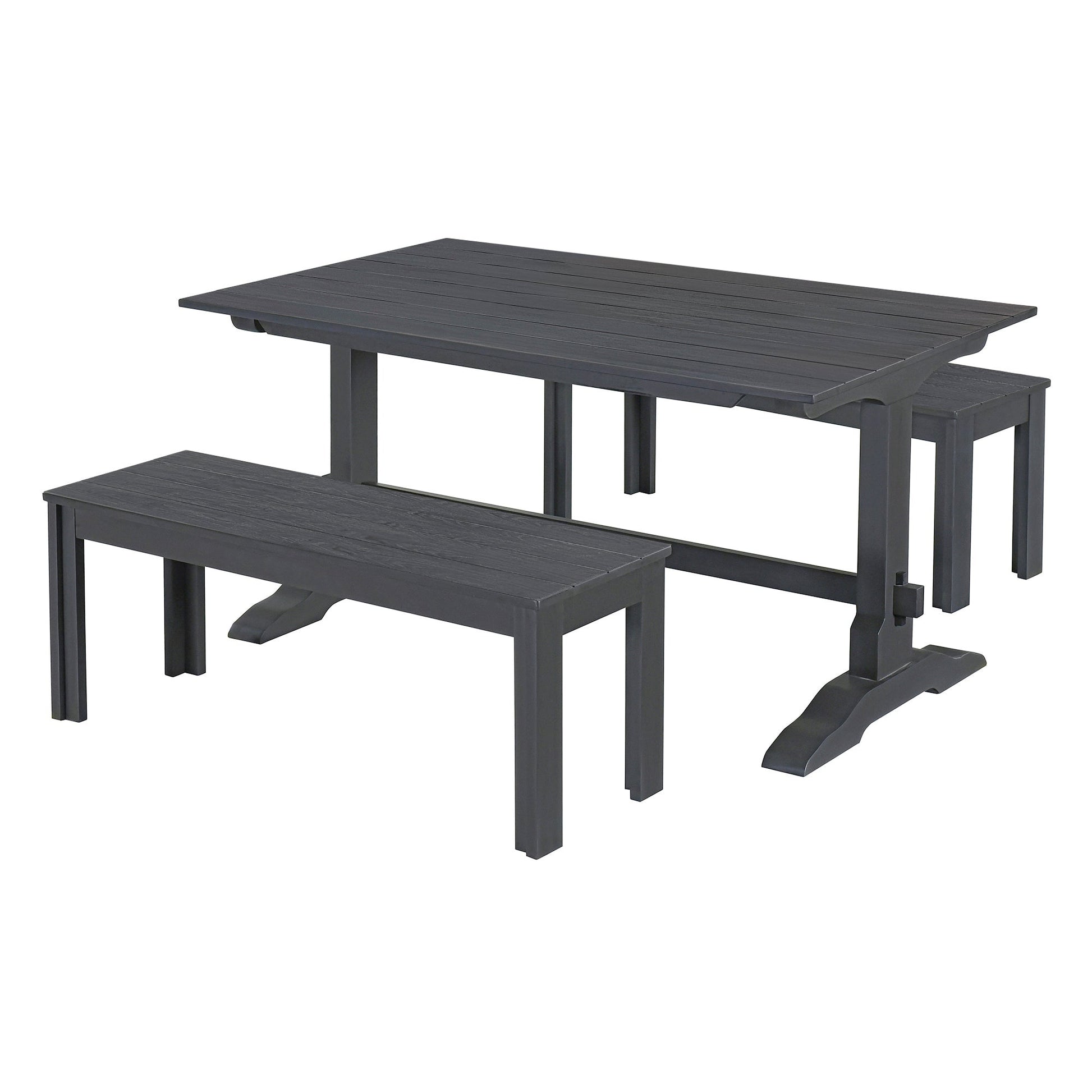 TREXM 3-piece retro cutlery set, rectangular stand table, and 2 wooden stools for 4 people (gray) - Korvel