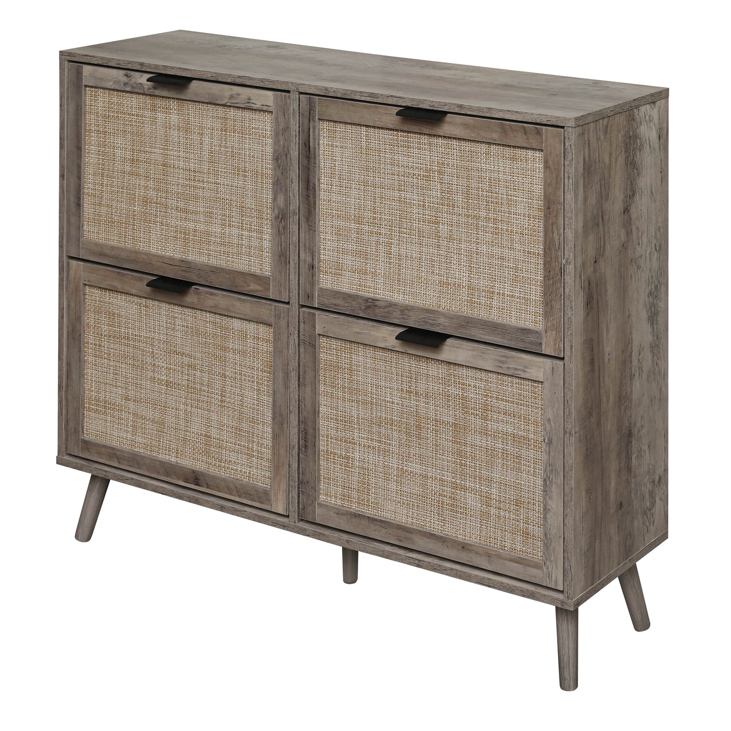 4 Door Shoe Rack, Freestanding Modern Shoe Storage Cabinet, for Entryway - Korvel