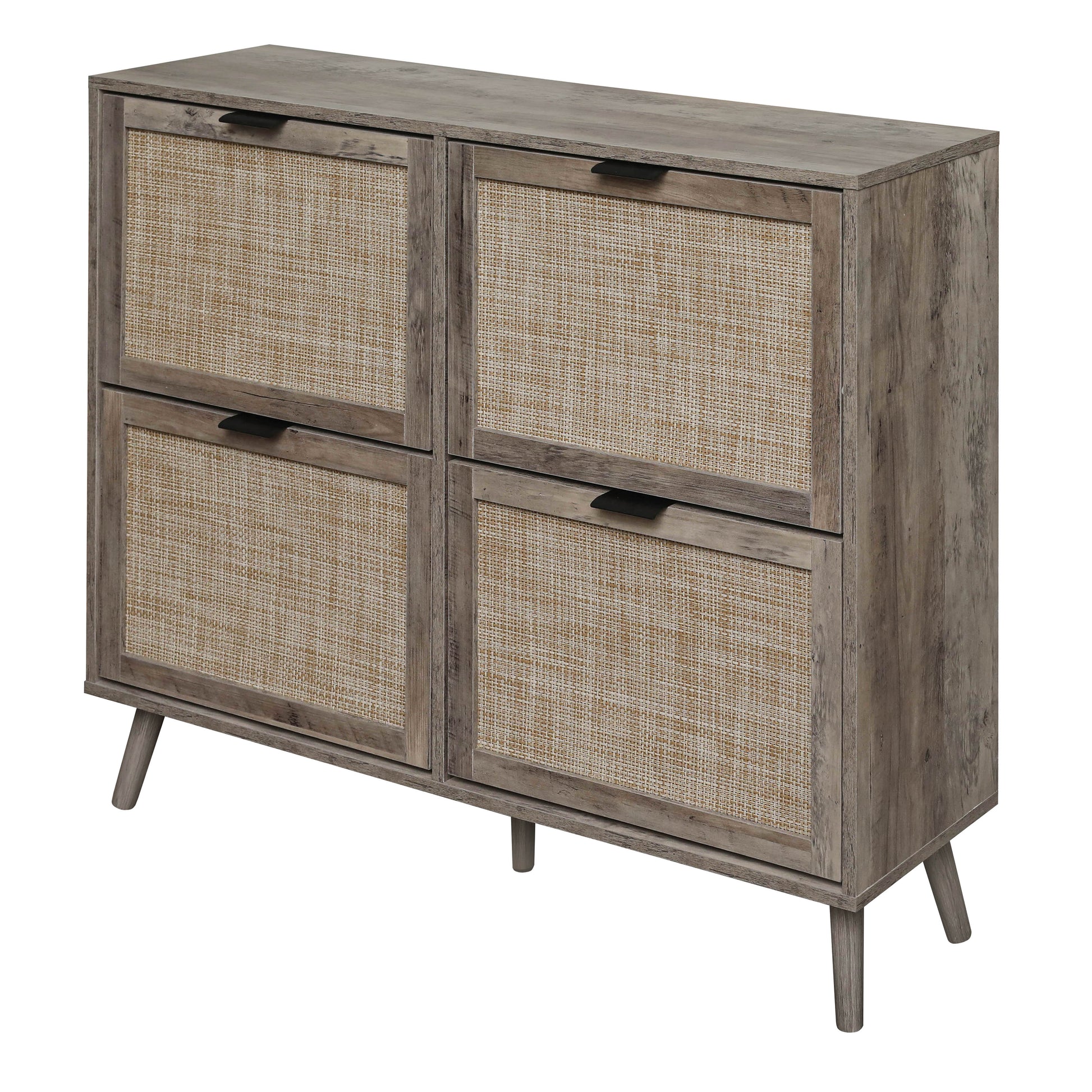 4 Door Shoe Rack, Freestanding Modern Shoe Storage Cabinet, for Entryway - Korvel