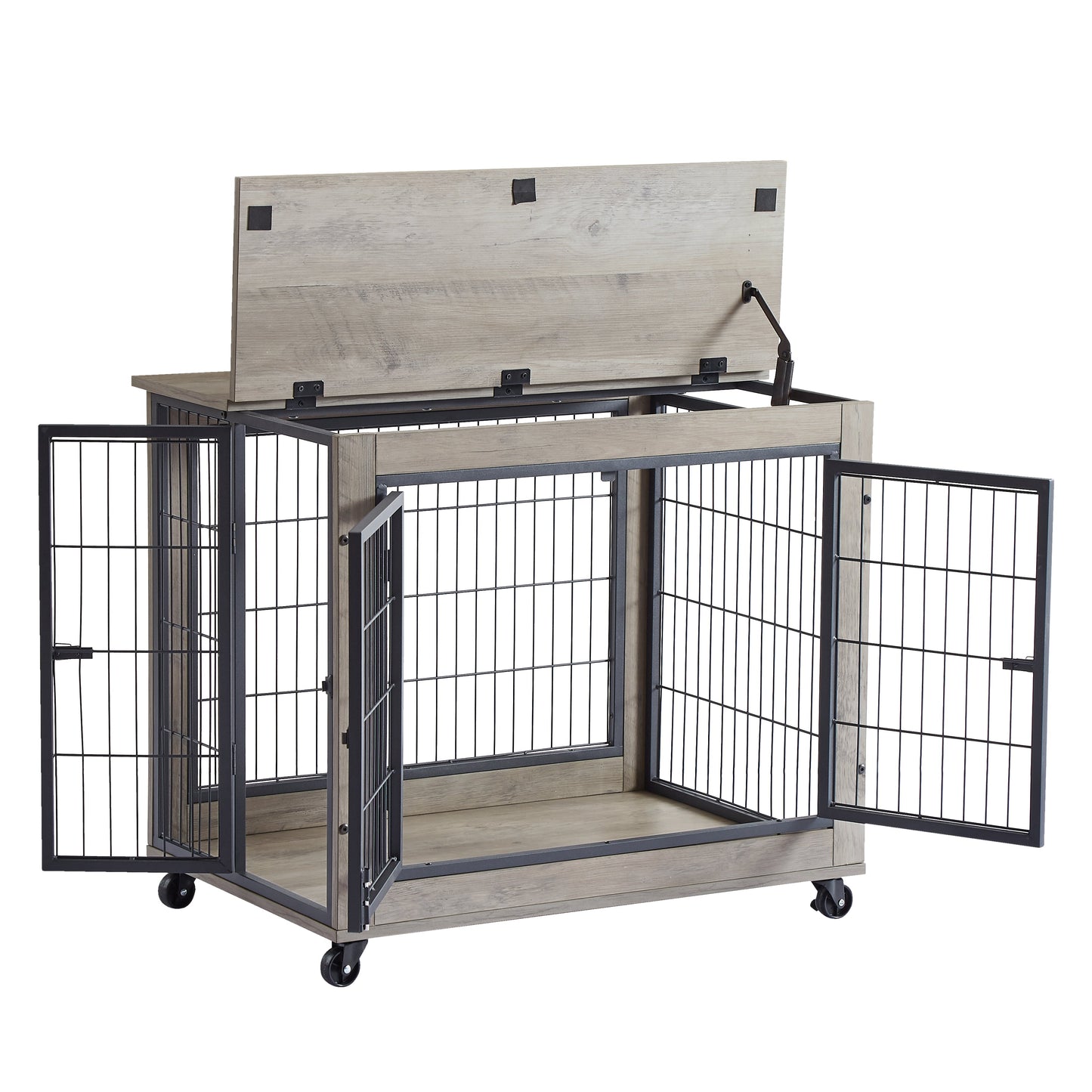 Elegant Grey Furniture Dog Cage Crate with Double Doors