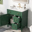 Vanidad de baño verde de 30" con lavabo y almacenamiento