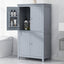 Bathroom floor storage cabinet, bathroom storage cabinet, 4-door independent cabinet, adjustable shelf, adaptive shelf, gray - Korvel