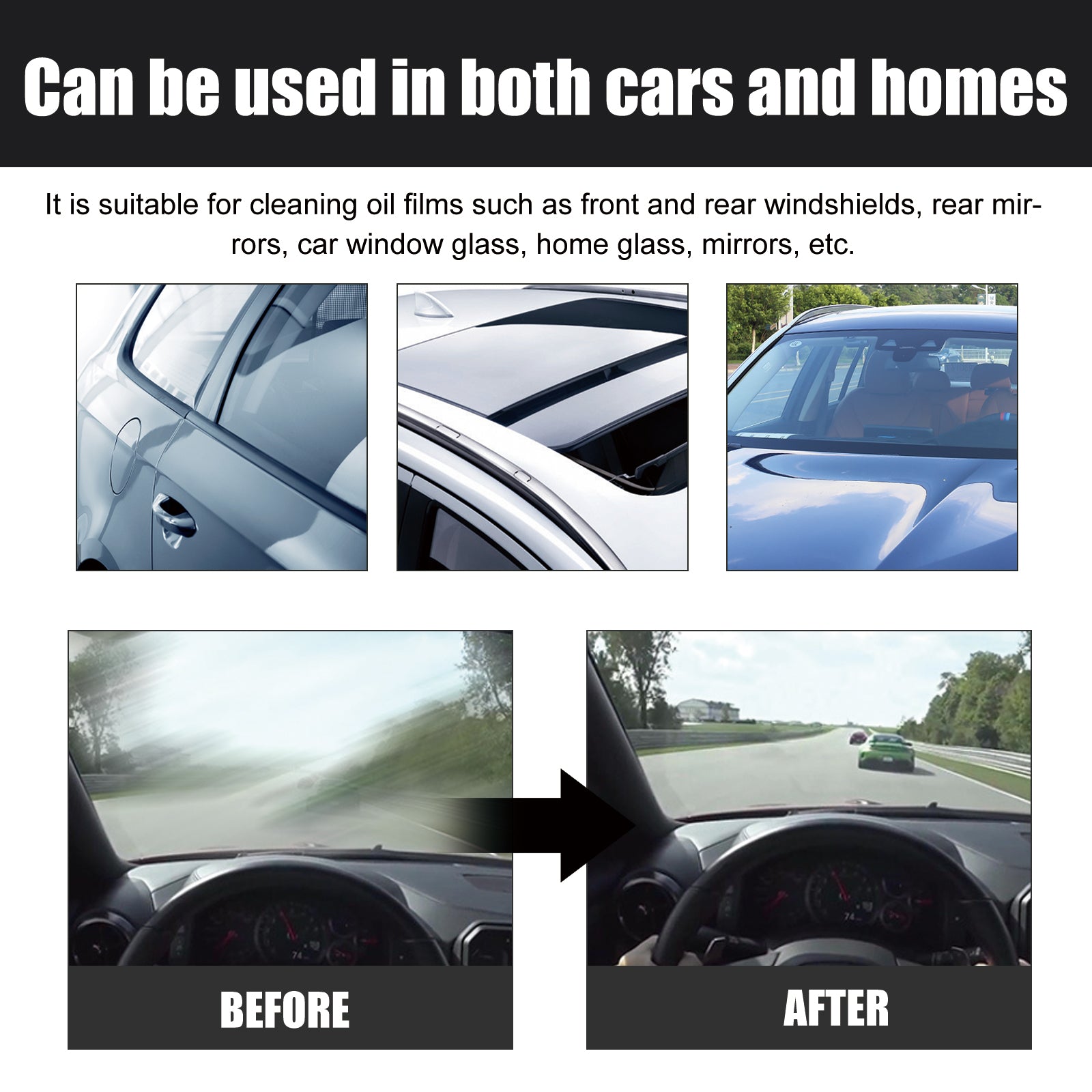 Powerful Cleaning Glass Oil Film Remover, Front Windshield Oil Remover Cleaner Is A Powerful Stain Cleaner For Windows - Korvel