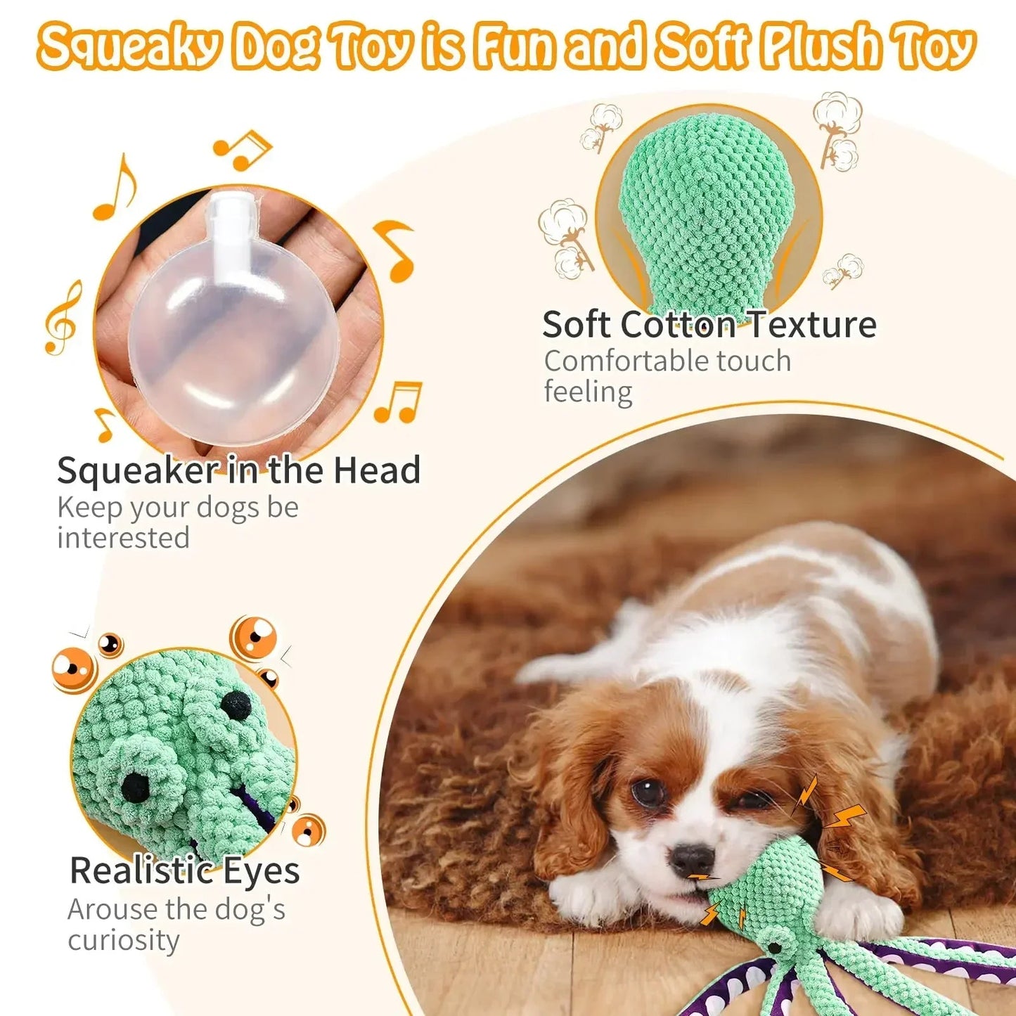 Interactive Plush Octopus Dog Toy for Chewing and Play